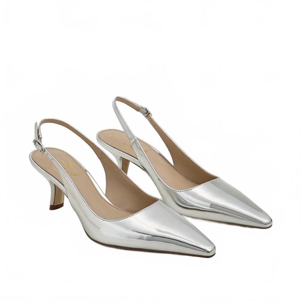 NEW SAM EDELMAN women's bianka slingback pump in silver